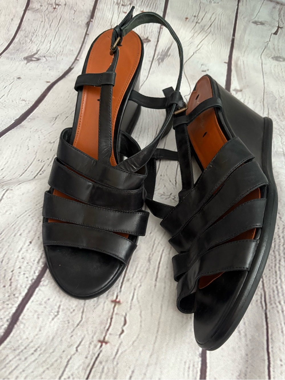 Via Spiga Wedge Sandals Black Size 10